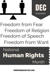 December National Human Rights Month - Prepper Calender