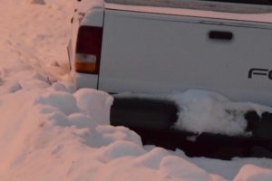 Driving in a Snowstorm - Truck Stuck in the Snow