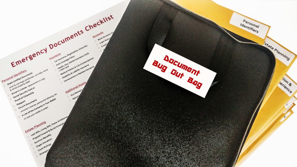 Important Documents, Document Bugout Bag, Checklist, Emergency Documents Checklist