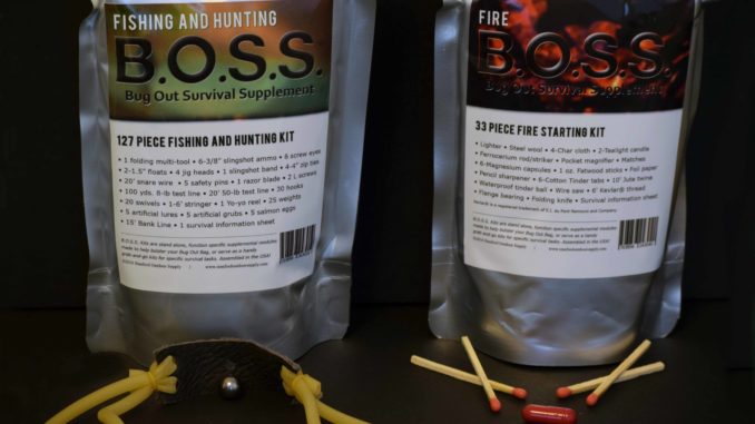 B.O.S.S. Survival Kit - Bug Out Survival Supplement Kits - Fire B.O.S.S. & Fishing and Hunting B.O.S.S.