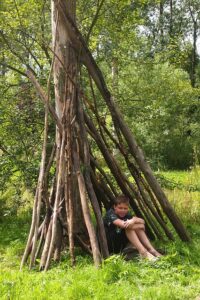 Shelter in the Woods with a Lean To